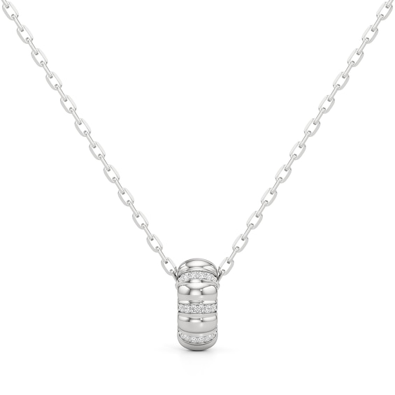 1/10 CT. T.w. Diamond Textured Puff Drop Pendant in Sterling Silver