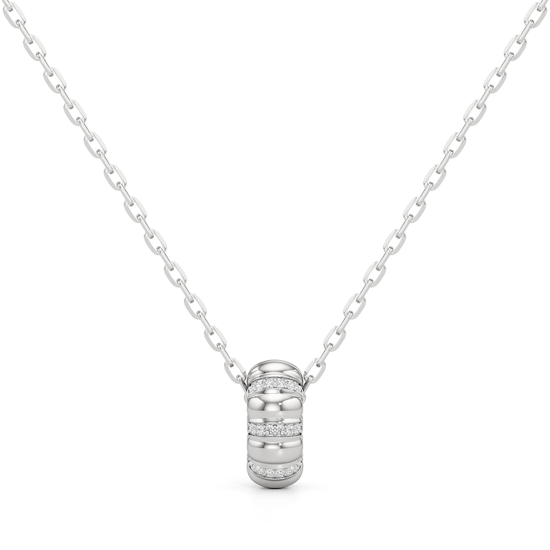 Main Image 1 of 1/10 CT. T.W. Diamond Textured Puff Drop Pendant in Sterling Silver