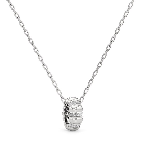 1/10 CT. T.w. Diamond Textured Puff Drop Pendant in Sterling Silver