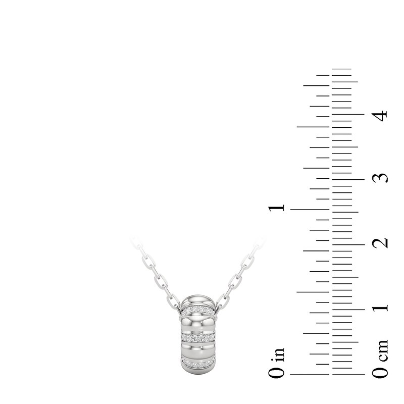 Main Image 3 of 1/10 CT. T.W. Diamond Textured Puff Drop Pendant in Sterling Silver
