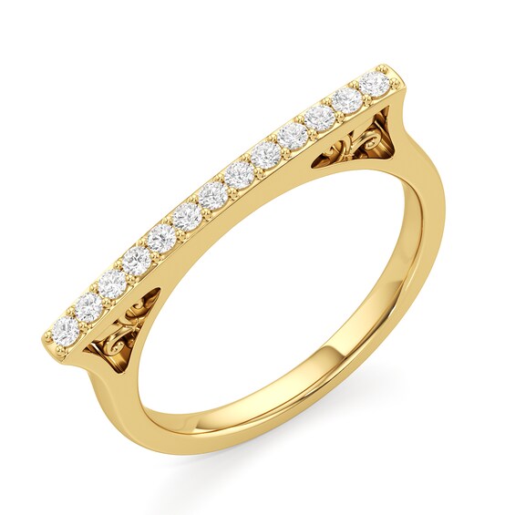 1/5 CT. T.w. Lab-Grown Diamond Bar Ring in Sterling Silver with 24K Gold Plate