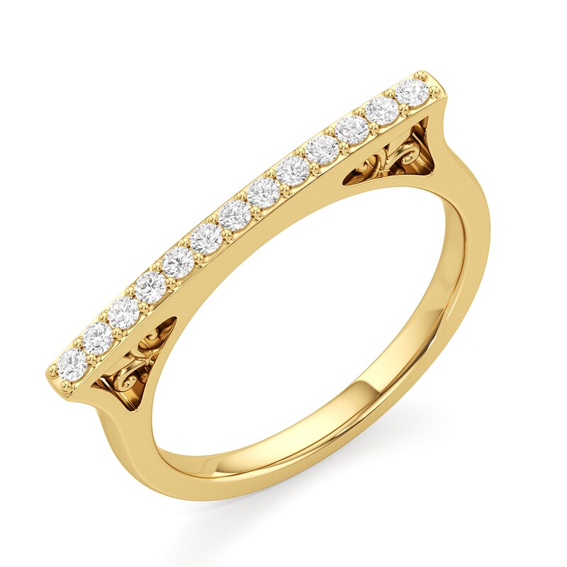 Main Image 2 of 1/5 CT. T.W. Lab-Created Diamond Bar Ring in Sterling Silver with 24K Gold Plate