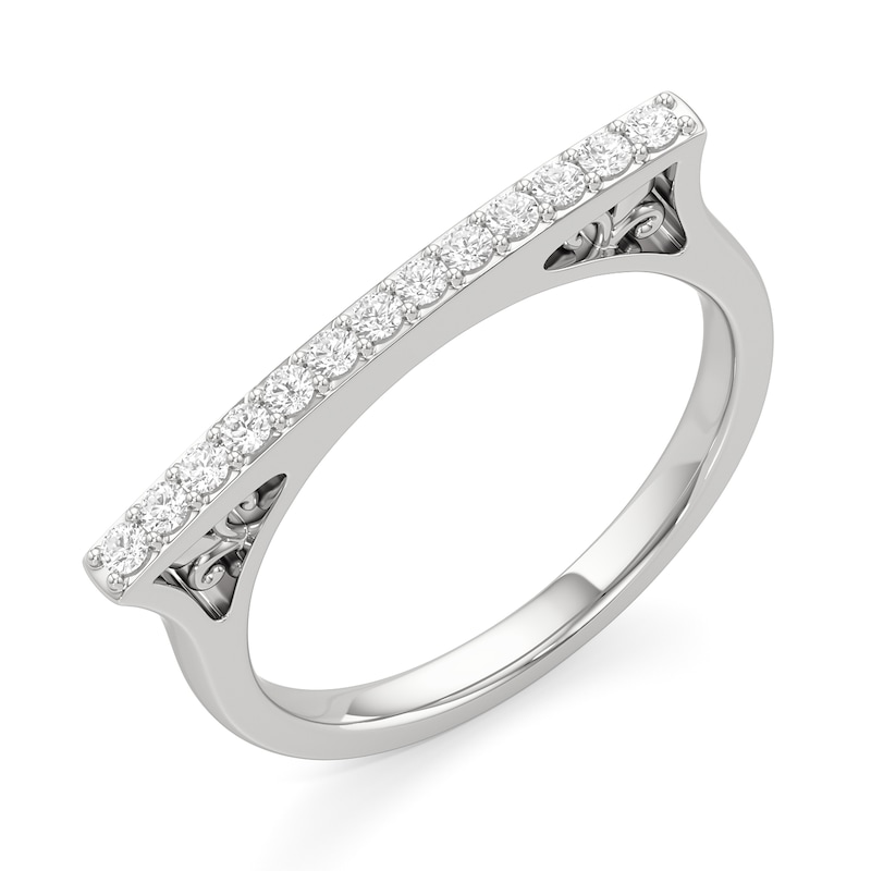 Main Image 2 of 1/5 CT. T.W. Lab-Created Diamond Bar Ring in Sterling Silver