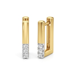 1/15 CT. T.W. Lab-Created Diamond Squared U-Hoop Earrings in Sterling Silver with 24K Gold Plate