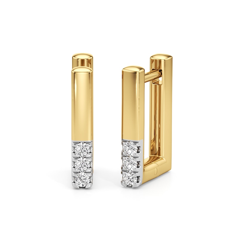 Main Image 1 of 1/15 CT. T.W. Lab-Grown Diamond Squared U-Hoop Earrings in Sterling Silver with 24K Gold Plate
