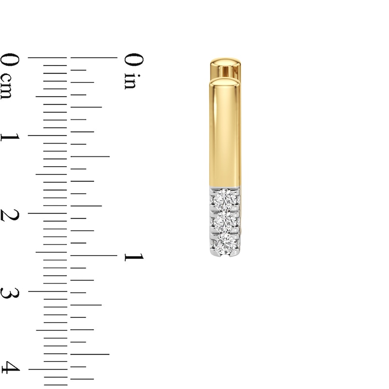 Main Image 3 of 1/15 CT. T.W. Lab-Grown Diamond Squared U-Hoop Earrings in Sterling Silver with 24K Gold Plate