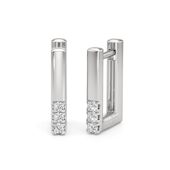 1/15 CT. T.w. Lab-Grown Diamond Squared U-Hoop Earrings in Sterling Silver