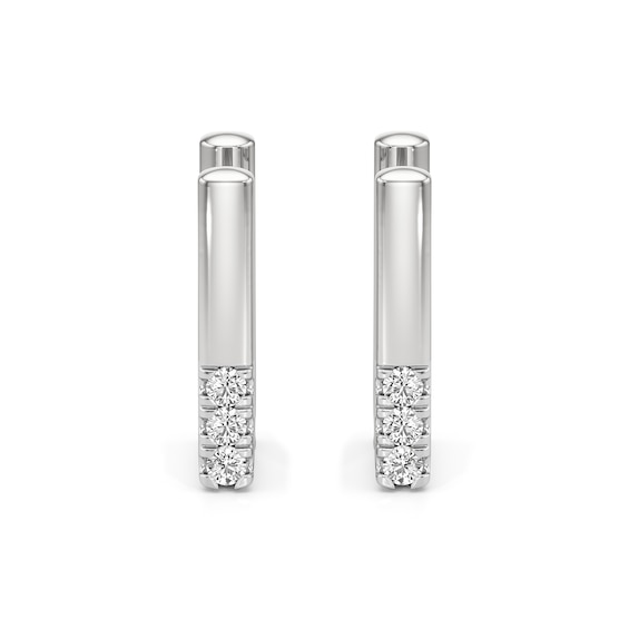 1/15 CT. T.w. Lab-Grown Diamond Squared U-Hoop Earrings in Sterling Silver