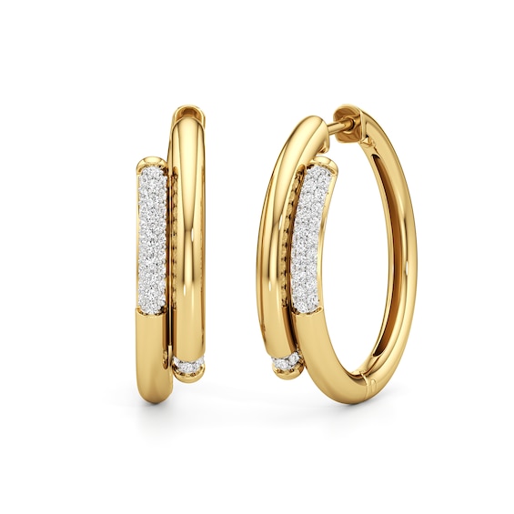 1/6 CT. T.w. Diamond Bypass Hoop Earrings in Sterling Silver with 24K Gold Plate