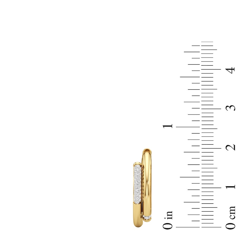 Main Image 2 of 1/6 CT. T.W. Diamond Bypass Hoop Earrings in Sterling Silver with 24K Gold Plate