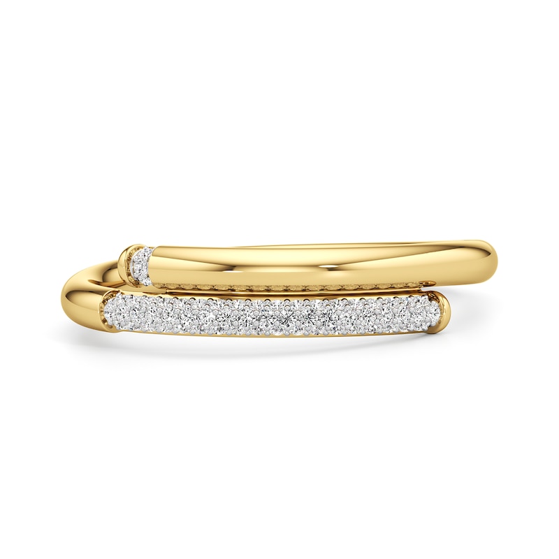 Main Image 1 of 1/6 CT. T.W. Diamond Bypass Wrap Ring in Sterling Silver with 24K Gold Plate