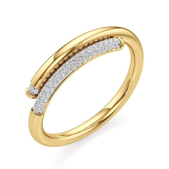 1/6 CT. T.w. Diamond Bypass Wrap Ring in Sterling Silver with 24K Gold Plate
