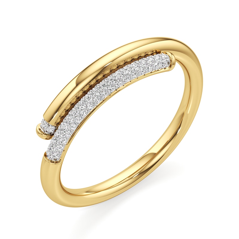 Main Image 2 of 1/6 CT. T.W. Diamond Bypass Wrap Ring in Sterling Silver with 24K Gold Plate