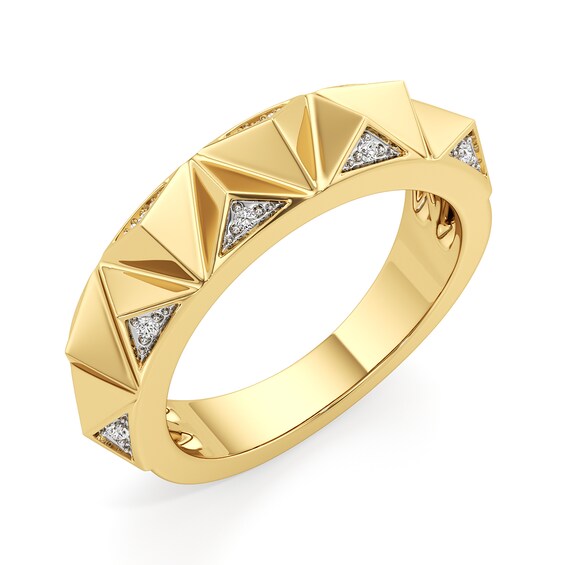 1/20 CT. T.w. Diamond Spike Ring in Sterling Silver with 24K Gold Plate