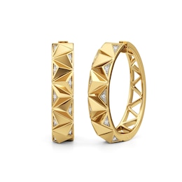 1/20 CT. T.W. Diamond Spike Hoop Earrings in Sterling Silver with 24K Gold Plate
