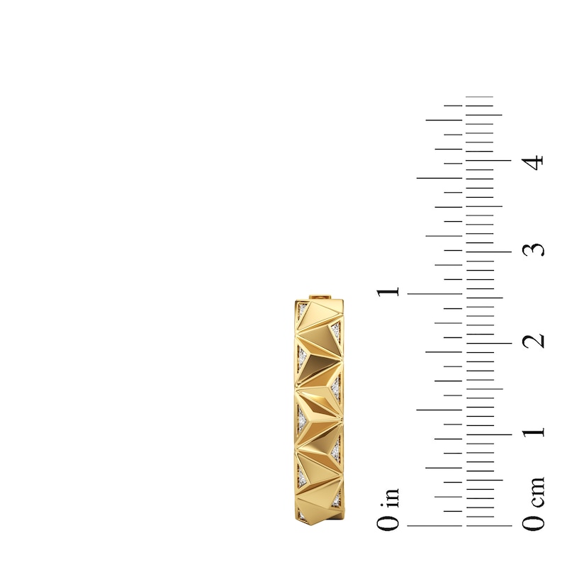 Main Image 2 of 1/20 CT. T.W. Diamond Spike Hoop Earrings in Sterling Silver with 24K Gold Plate