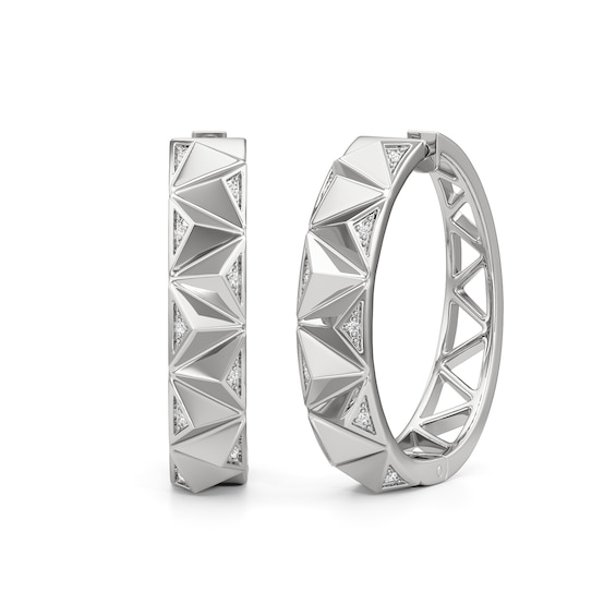 1/20 CT. T.w. Diamond Spike Hoop Earrings in Sterling Silver