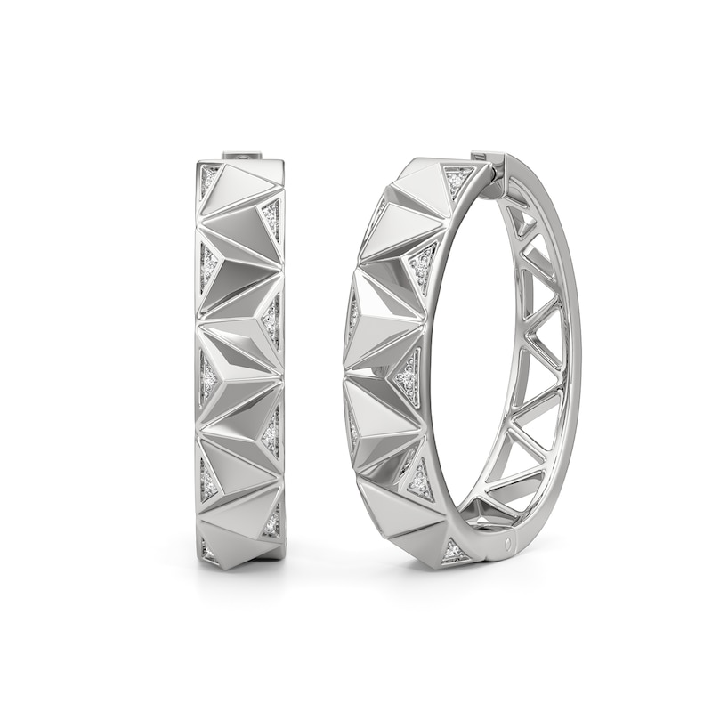 Main Image 1 of 1/20 CT. T.W. Diamond Spike Hoop Earrings in Sterling Silver