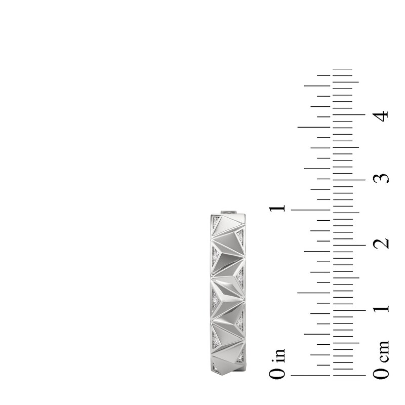 Main Image 2 of 1/20 CT. T.W. Diamond Spike Hoop Earrings in Sterling Silver