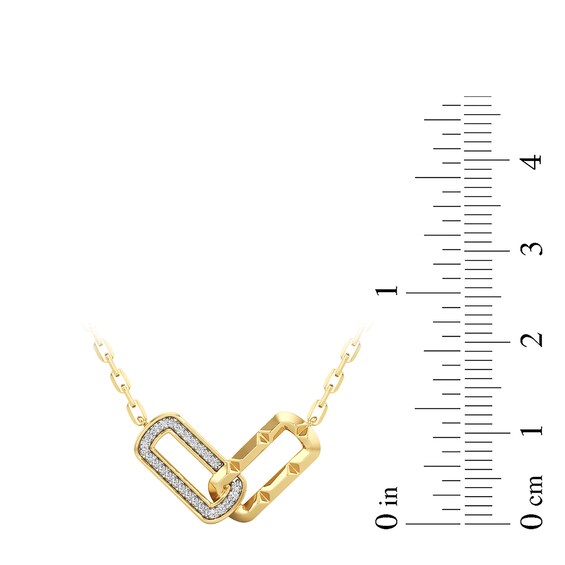 1/10 CT. T.w. Diamond Interlocking Oval Link Heart Necklace in Sterling Silver with 24K Gold Plate