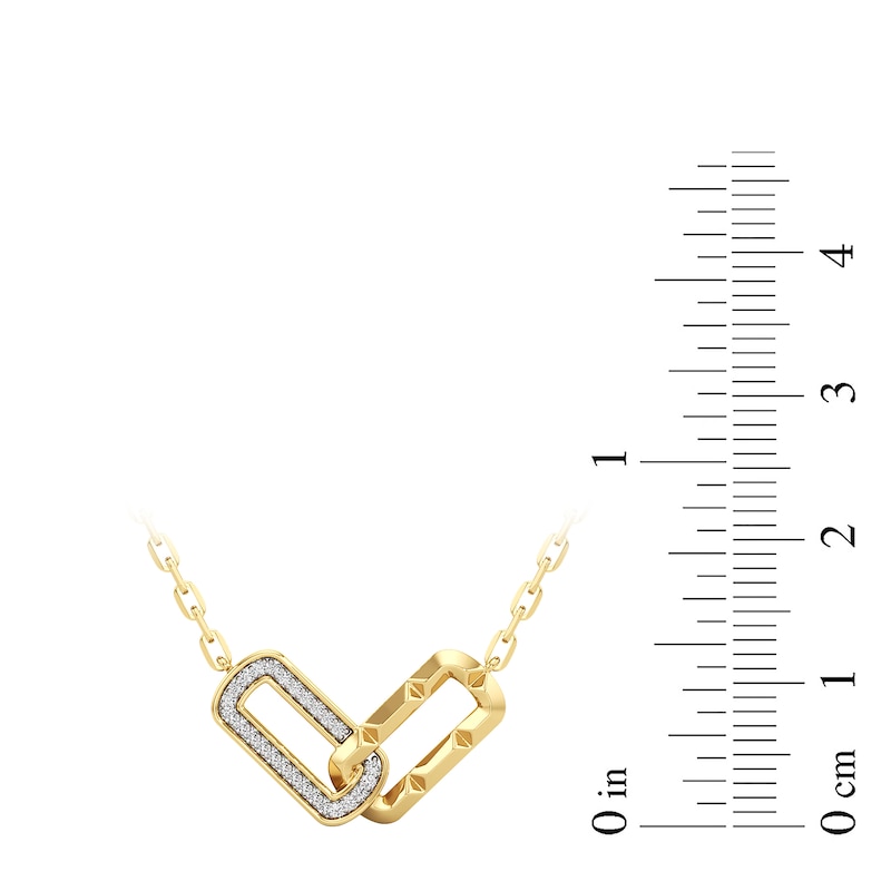 Main Image 2 of 1/10 CT. T.W. Diamond Interlocking Oval Link Heart Necklace in Sterling Silver with 24K Gold Plate