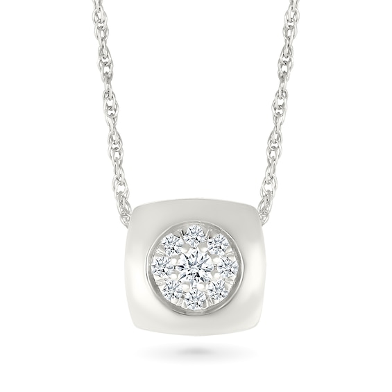 1/8 CT. T.w. Multi-Diamond Cushion Frame Pendant in Sterling Silver