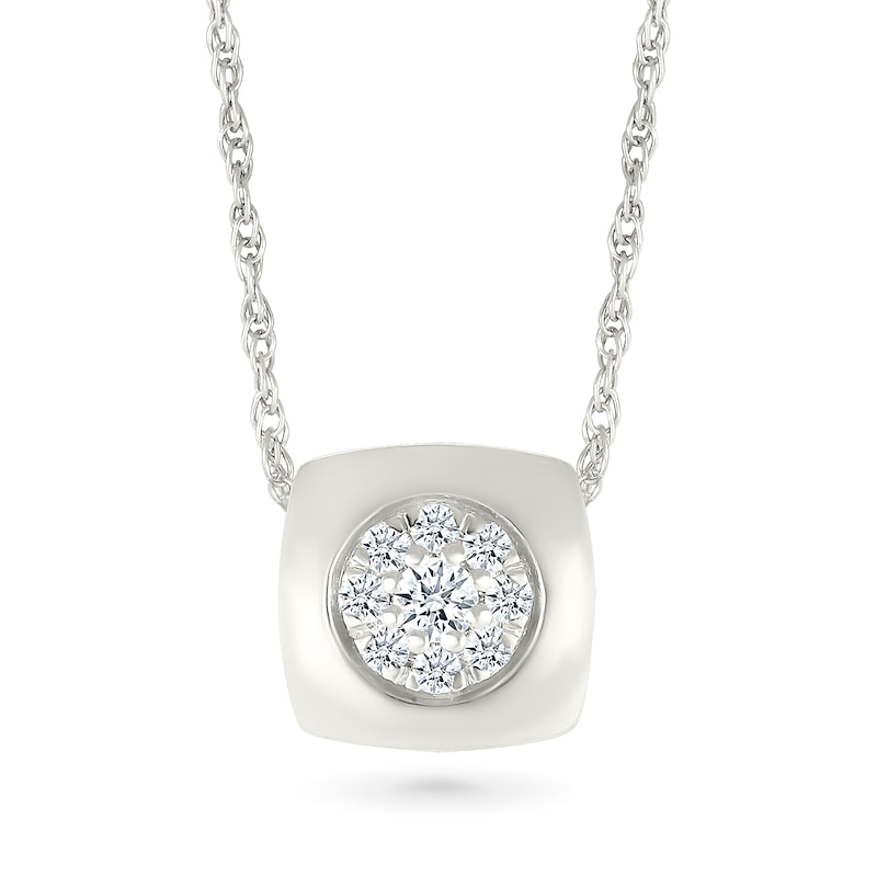 Main Image 1 of 1/8 CT. T.W. Multi-Diamond Cushion Frame Pendant in Sterling Silver