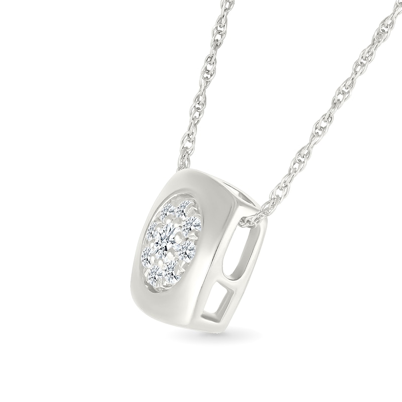 Main Image 2 of 1/8 CT. T.W. Multi-Diamond Cushion Frame Pendant in Sterling Silver