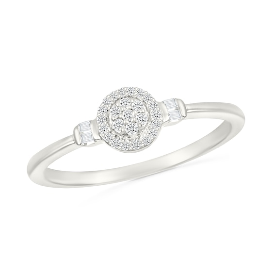 1/10 CT. T.w. Multi-Diamond Frame Collar Promise Ring in Sterling Silver
