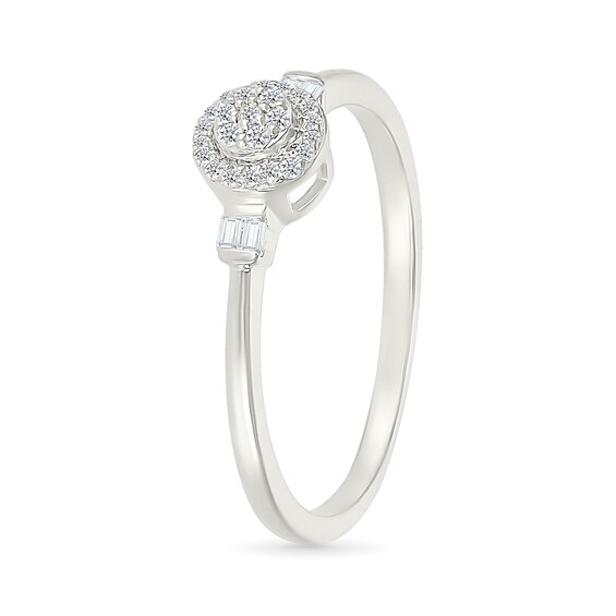 1/10 CT. T.w. Multi-Diamond Frame Collar Promise Ring in Sterling Silver