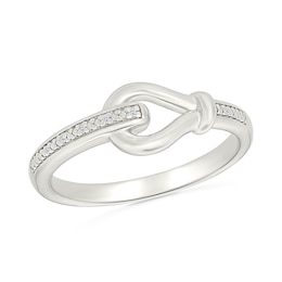 Diamond Accent Interlocking Knot Ring in Sterling Silver
