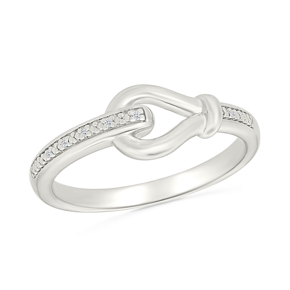 Diamond Accent Interlocking Knot Ring in Sterling Silver