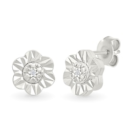 Diamond Accent Flower Stud Earrings in Sterling Silver