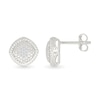 Thumbnail Image 3 of 1/20 CT. T.W. Diamond Rope-Textured Frame Tilted Cushion Stud Earrings in Sterling Silver