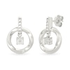 Thumbnail Image 1 of Diamond Accent Solitaire Dangle Circle Drop Earrings in Sterling Silver