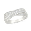 Thumbnail Image 1 of 1/6 CT. T.W. Diamond Double Row Crossover Ring in Sterling Silver