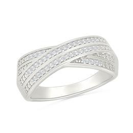 1/6 CT. T.W. Diamond Double Row Crossover Ring in Sterling Silver