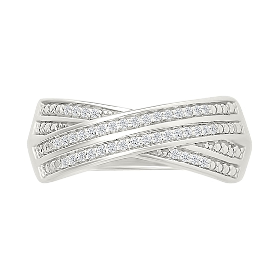 1/6 CT. T.w. Diamond Double Row Crossover Ring in Sterling Silver