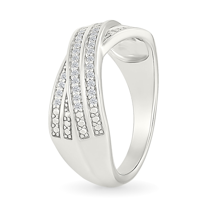 Main Image 3 of 1/6 CT. T.W. Diamond Double Row Crossover Ring in Sterling Silver