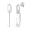 Thumbnail Image 1 of 1/8 CT. T.W. Diamond Paper Clip Link Drop Earrings in Sterling Silver