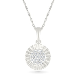 1/10 CT. T.W. Multi-Diamond Sunburst Frame Pendant in Sterling Silver