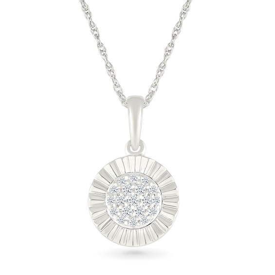1/10 CT. T.w. Multi-Diamond Sunburst Frame Pendant in Sterling Silver