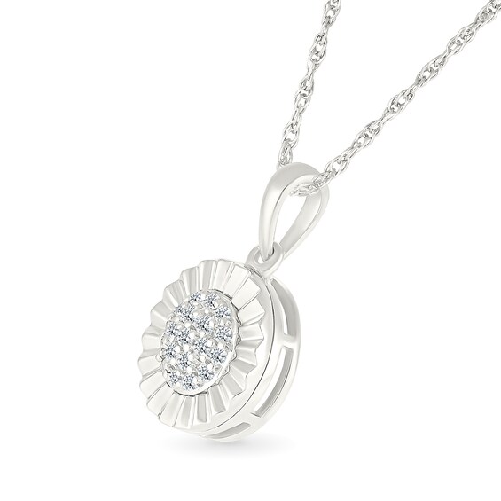 1/10 CT. T.w. Multi-Diamond Sunburst Frame Pendant in Sterling Silver