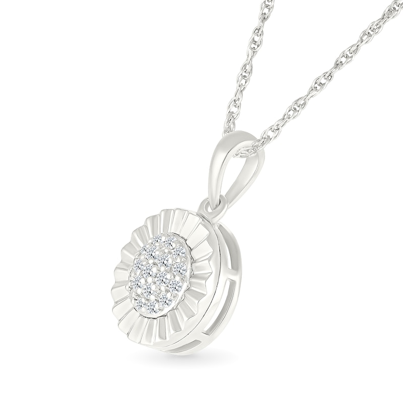 Main Image 2 of 1/10 CT. T.W. Multi-Diamond Sunburst Frame Pendant in Sterling Silver