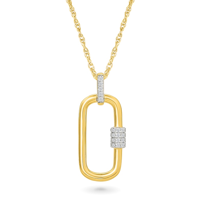 Main Image 1 of 1/10 CT. T.W. Diamond Paper Clip Link Pendant in 10K Gold