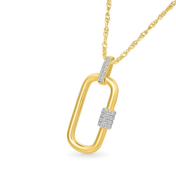 1/10 CT. T.w. Diamond Paper Clip Link Pendant in 10K Gold