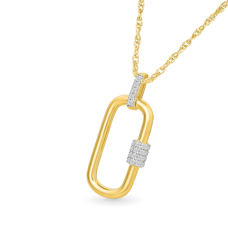 Main Image 2 of 1/10 CT. T.W. Diamond Paper Clip Link Pendant in 10K Gold