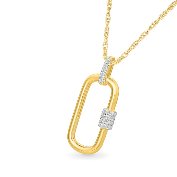 1/10 CT. T.w. Diamond Paper Clip Link Pendant in 10K Gold