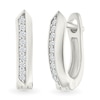 Thumbnail Image 1 of 1/10 CT. T.W. Diamond Knife Edge Hoop Earrings in Sterling Silver