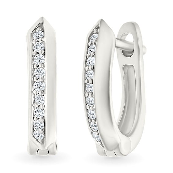 1/10 CT. T.w. Diamond Knife Edge Hoop Earrings in Sterling Silver